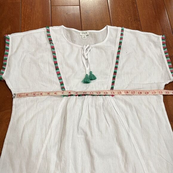 J Crew Fringe beach tunic White Top with Multicolor Trim size S - Picture 11 of 12